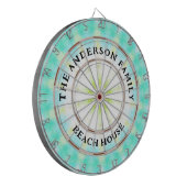 Turquoise Tie Dye Beach House Familienaam Dartbord (Voorkant Links)