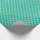 Turquoise Tiffany en Gold Daisy Flower Sparkle Cadeaupapier (Hoek)