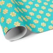Turquoise Tiffany en Gold Daisy Flower Sparkle Cadeaupapier (Rol Hoek)