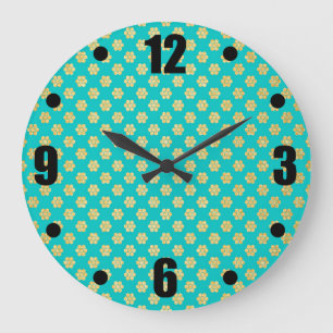Turquoise Tiffany en Gold Daisy Flower Sparkle Grote Klok