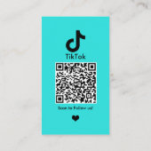 Turquoise TikTok Social Media QR Code Visitekaartje (Achterkant)