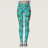 Turquoise tiles oval mosaic leggings (Voorkant)