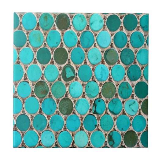 Turquoise tiles oval mosaic tegeltje (Voorkant)