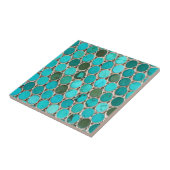 Turquoise tiles oval mosaic tegeltje (Zijkant)