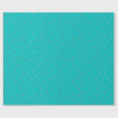Turquoise Tiny Golden Stars Wrap Paper Cadeaupapier (Vlak)