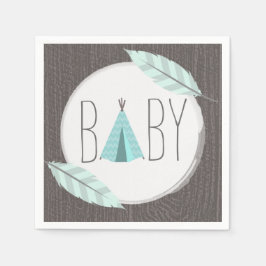 Turquoise Tipi Baby shower Papier Servet