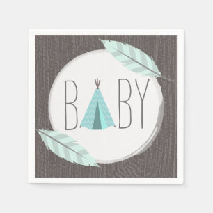 Turquoise Tipi Baby shower Papier Servet