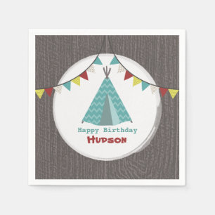 Turquoise Tipi Birthday Napkins Servetten