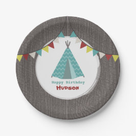 Turquoise Tipi Birthday Papieren Bordje