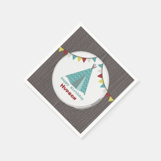 Turquoise Tipi Verjaardagsservetten Servetten (Hoek)