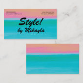 Turquoise to Peach Gradient Beauty Style Nails Visitekaartje (Voorkant / Achterkant)