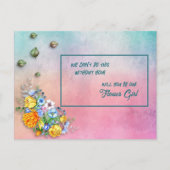 Turquoise to Pink Gradient Floral Bouquet Flower Aankondigingskaart (Voorkant)