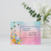 Turquoise to Pink Gradient Floral Bouquet Flower Aankondigingskaart (Staand voorkant)