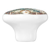 Turquoise Toadstool Fairy Village Keramische Knop (Zijkant)