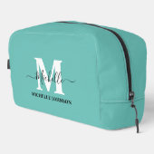 Turquoise toilettas met monogram toilettasje (Rechterhoek)