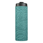 Turquoise Tooled Western Pattern Thermosbeker (Voorkant)