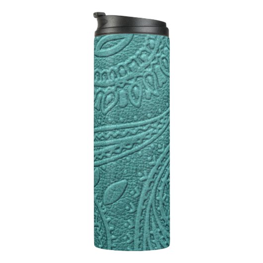 Turquoise Tooled Western Pattern Thermosbeker (Geroteerd rechts)
