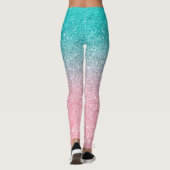 Turquoise tot roze ombre glitter textuur leggings (Achterkant)