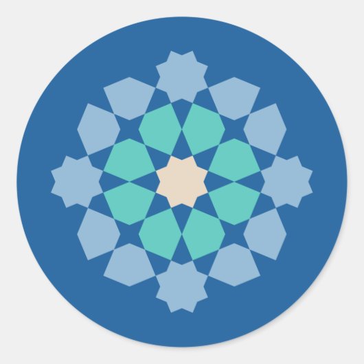 Turquoise Tranquiliteit Medaillon Ronde Sticker (Voorkant)