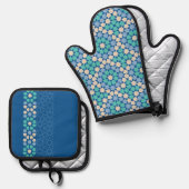 Turquoise Tranquility patroon Ovenwant & Pannenlap Set (Voorkant / Achterkant)