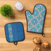 Turquoise Tranquility patroon Ovenwant & Pannenlap Set (Top down)
