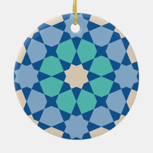 Turquoise Tranquility Pattern Keramisch Ornament (Achterkant)
