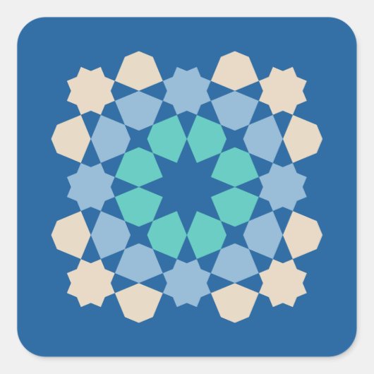 Turquoise Tranquility Tile Vierkante Sticker (Voorkant)