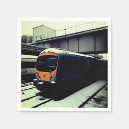 Turquoise trein, onder brug servet