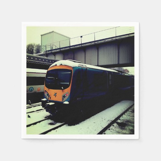 Turquoise trein, onder brug servet (Voorkant)