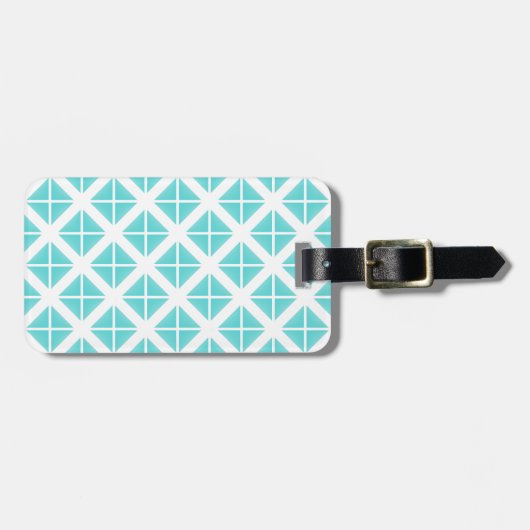 Turquoise Trendy Triangle Pattern Bagagelabel (Voorkant horizontaal)