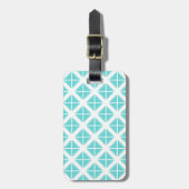 Turquoise Trendy Triangle Pattern Bagagelabel (Voorkant verticaal)