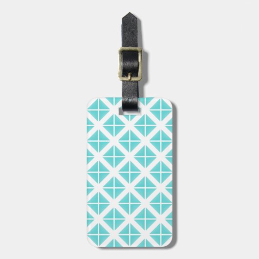 Turquoise Trendy Triangle Pattern Bagagelabel (Voorkant verticaal)