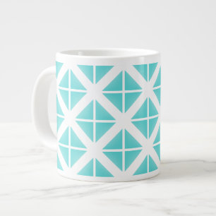 Turquoise Trendy Triangle Pattern Grote Koffiekop