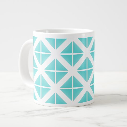 Turquoise Trendy Triangle Pattern Grote Koffiekop (Links)