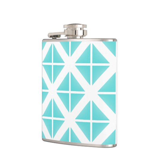 Turquoise Trendy Triangle Pattern Heupfles (Links)