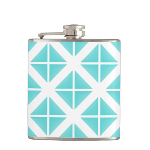 Turquoise Trendy Triangle Pattern Heupfles