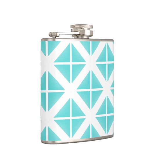 Turquoise Trendy Triangle Pattern Heupfles (Rechts)