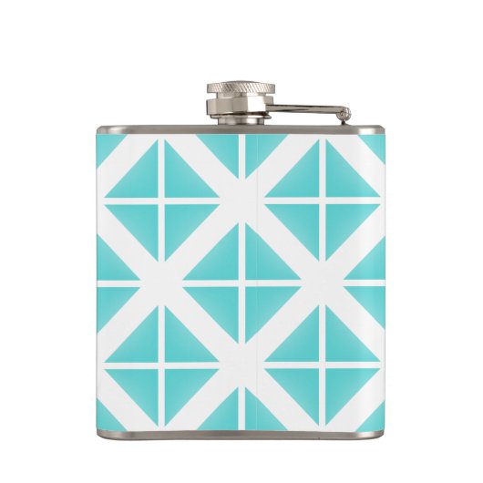 Turquoise Trendy Triangle Pattern Heupfles (Achterkant)