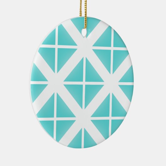 Turquoise Trendy Triangle Pattern Keramisch Ornament (Rechts)