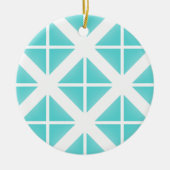 Turquoise Trendy Triangle Pattern Keramisch Ornament (Voorkant)