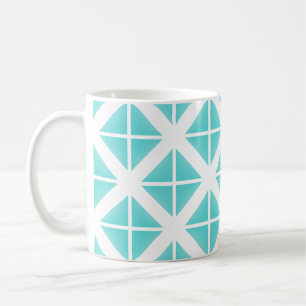 Turquoise Trendy Triangle Pattern Koffiemok