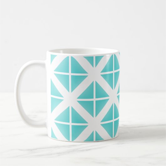 Turquoise Trendy Triangle Pattern Koffiemok (Links)
