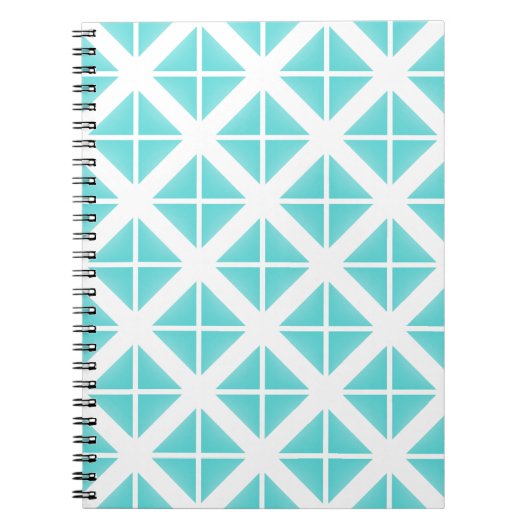 Turquoise Trendy Triangle Pattern Notitieboek (Voorkant)
