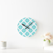 Turquoise Trendy Triangle Pattern Ronde Klok (Huis)