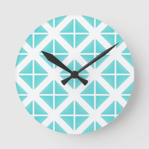 Turquoise Trendy Triangle Pattern Ronde Klok