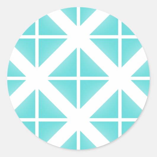 Turquoise Trendy Triangle Pattern Ronde Sticker (Voorkant)