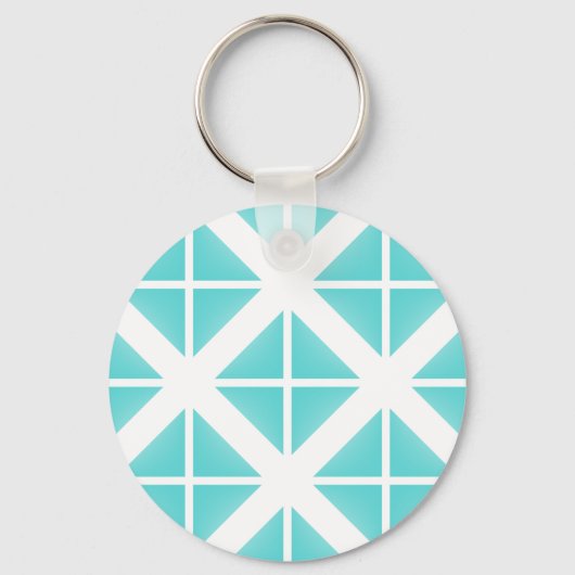 Turquoise Trendy Triangle Pattern Sleutelhanger (Voorkant)
