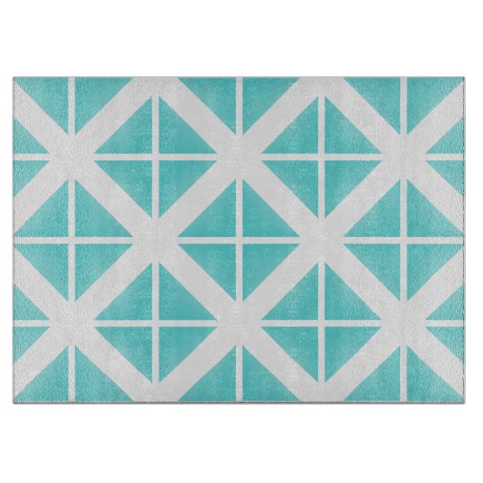 Turquoise Trendy Triangle Pattern Snijplank (Voorkant)