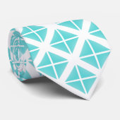 Turquoise Trendy Triangle Pattern Stropdas (Opgerold)