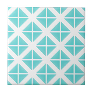 Turquoise Trendy Triangle Pattern Tegeltje